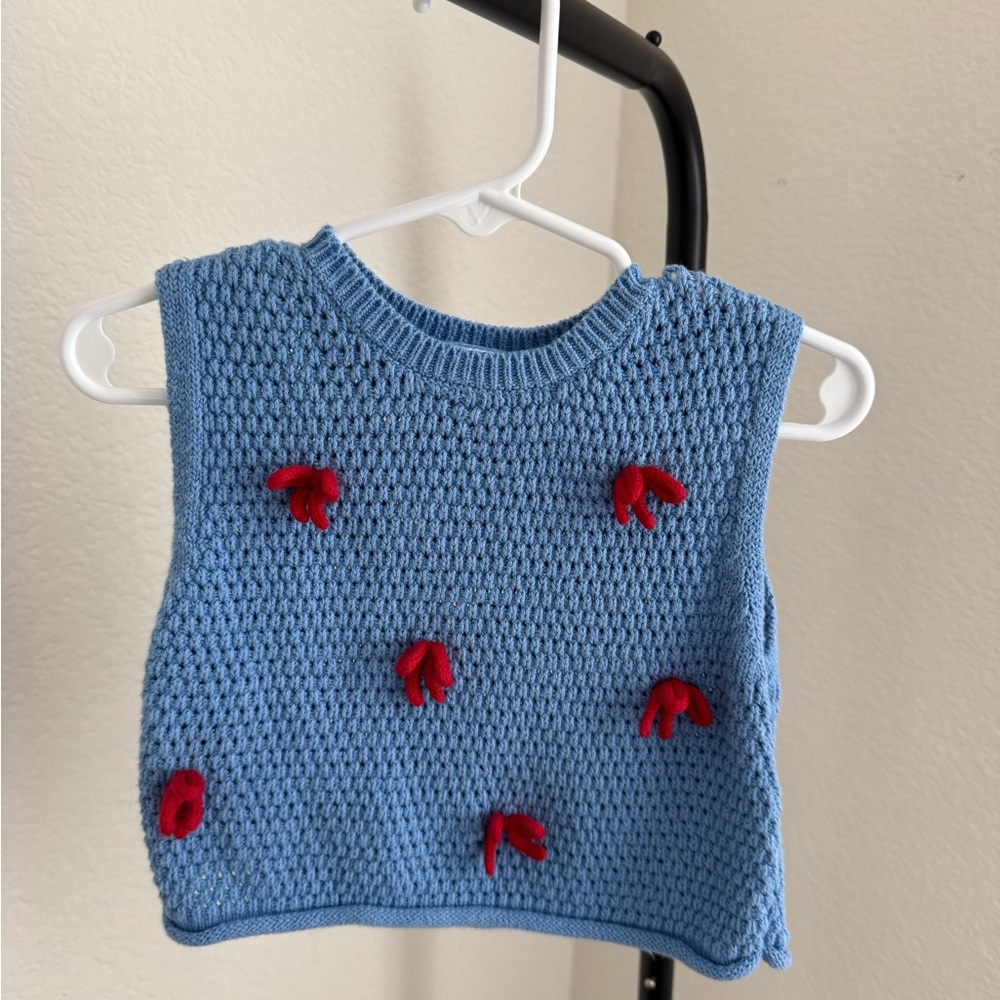 Zara Kids Blue Tank Top with Red Details